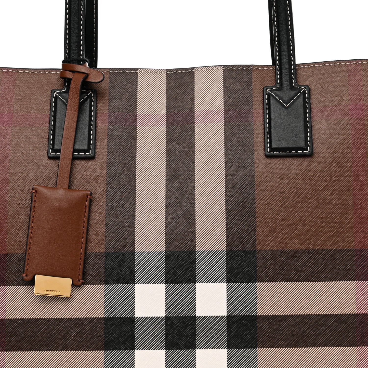Burberry E-Canvas Check Medium Soft TB Tote Dark Birch Brown 7 of 10