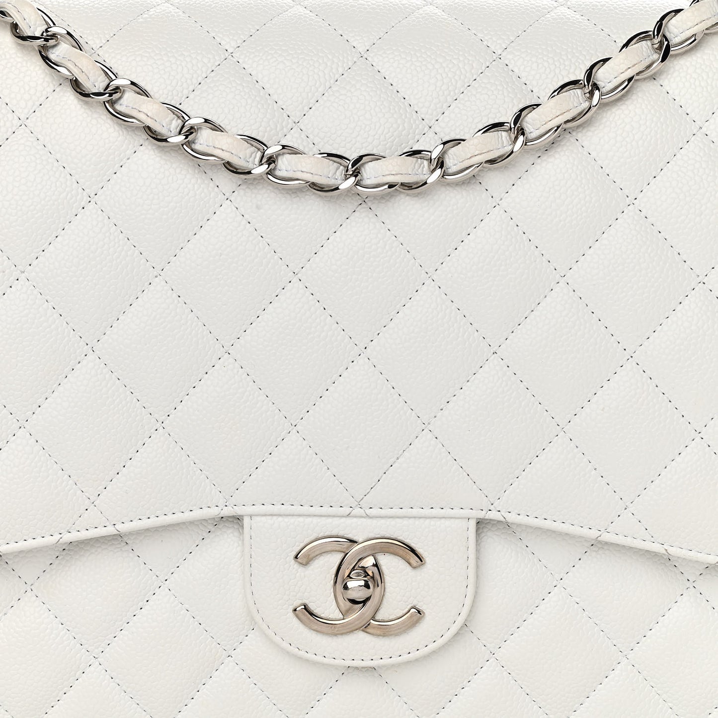 Caviar Quilted Maxi Double Flap White