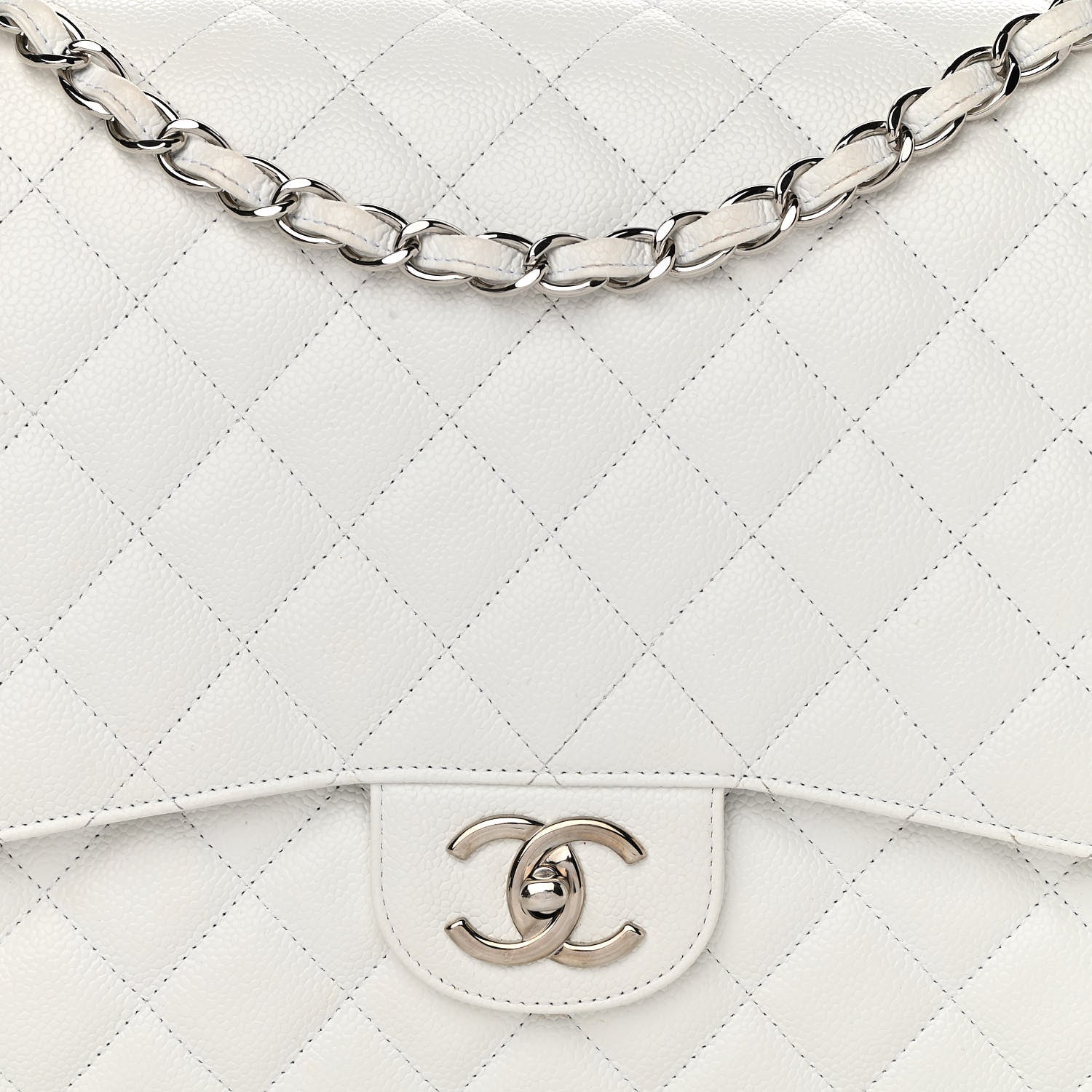 Chanel Caviar Quilted Maxi Double Flap White 8 of 17