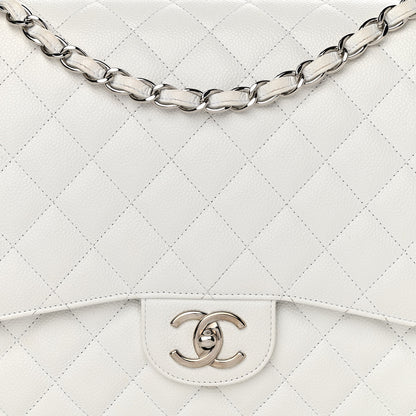 Chanel Caviar Quilted Maxi Double Flap White 8 of 17
