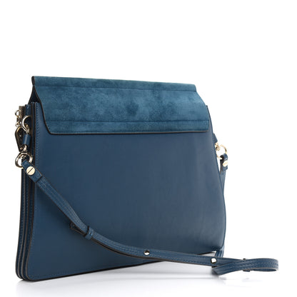 Chloe Suede Calfskin Medium Faye Shoulder Bag Majolica Blue 3 of 11