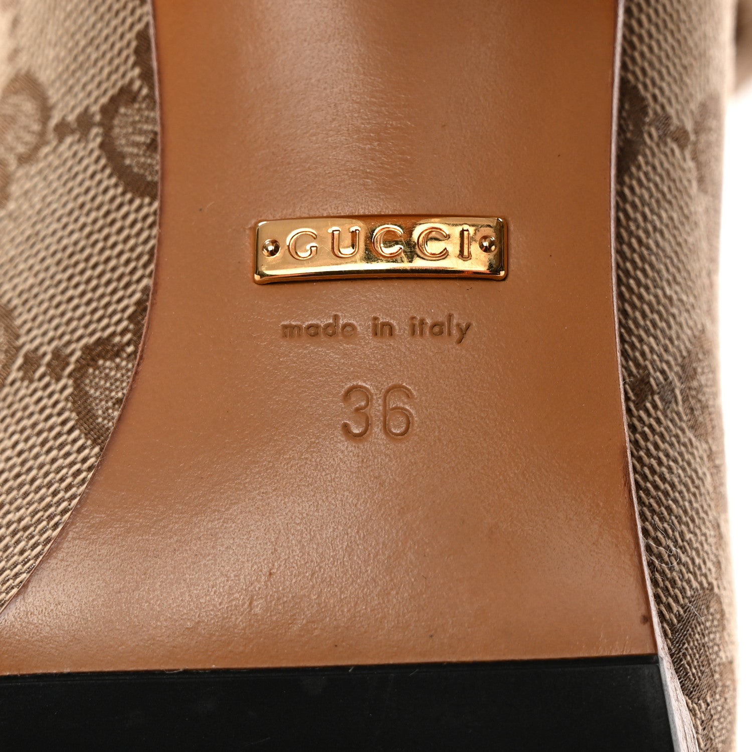 Gucci Monogram Over the Knee Boots 36 Beige Ebony 5 of 8