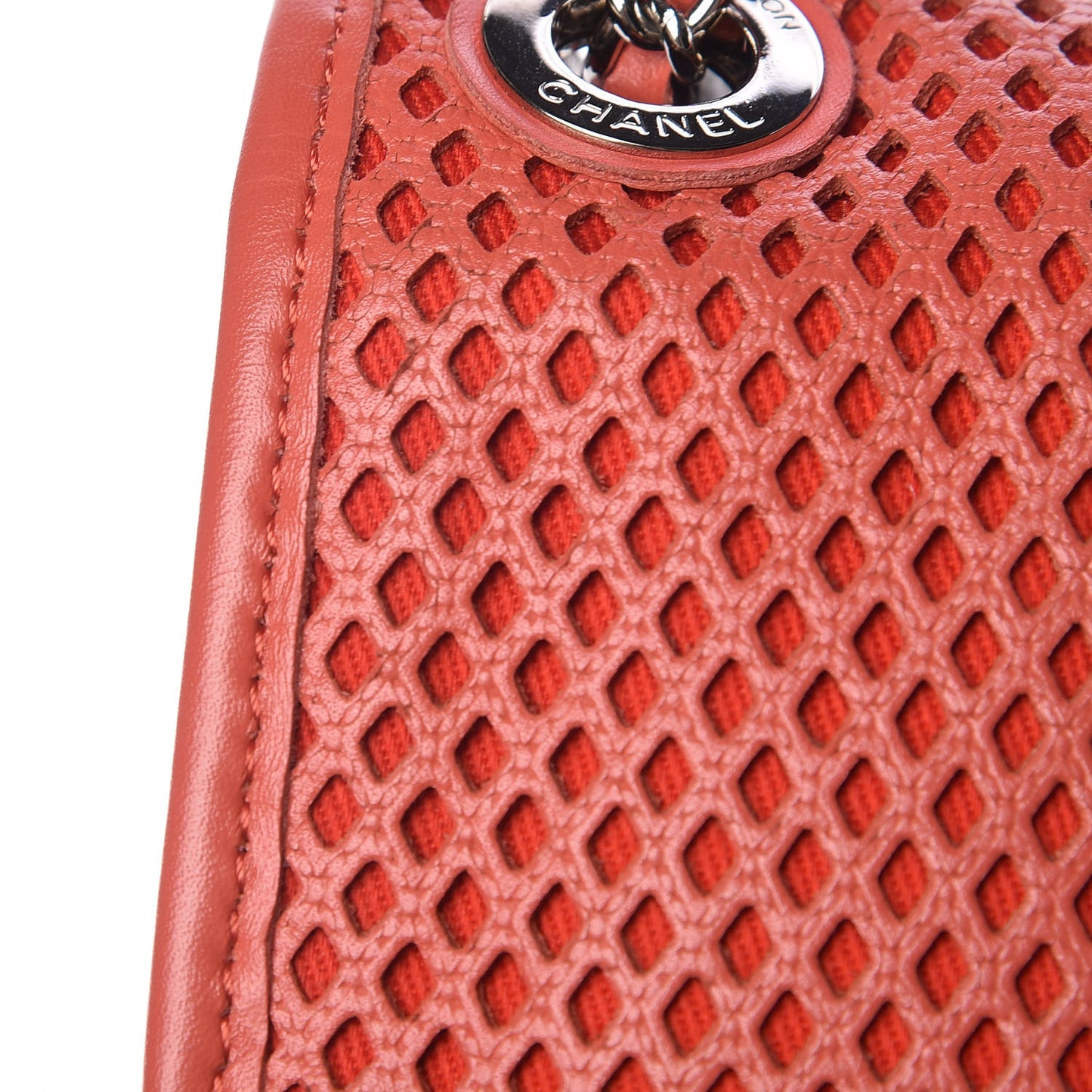 Perforated Calfskin Small Up In The Air Flap Red