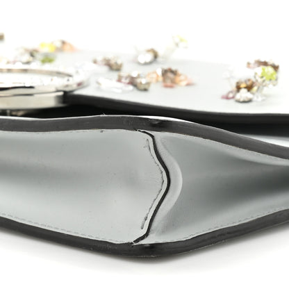 Fendi Vitello Liberty Crystal Embellished F is Fendi Medium Envelope Wallet on Chain Grigio Perla 9 of 14