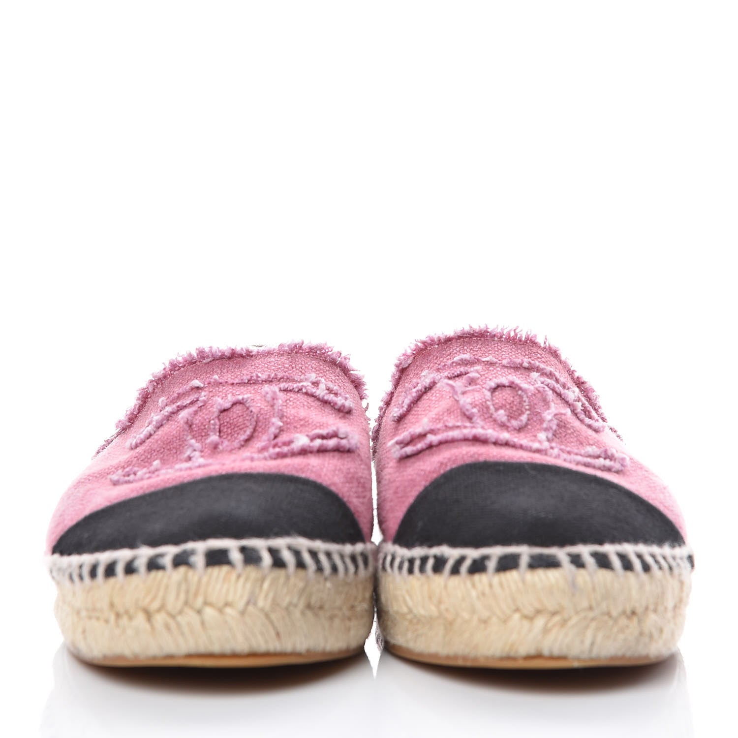 Chanel Linen CC Espadrilles 38 Pink Black 2 of 10