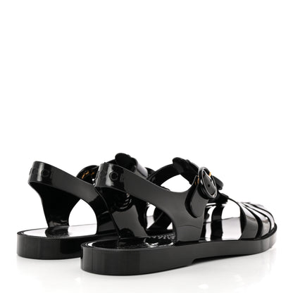 Gucci Shiny Rubber Mens Double G Buckle Strap Sandals 8 Black 4 of 8