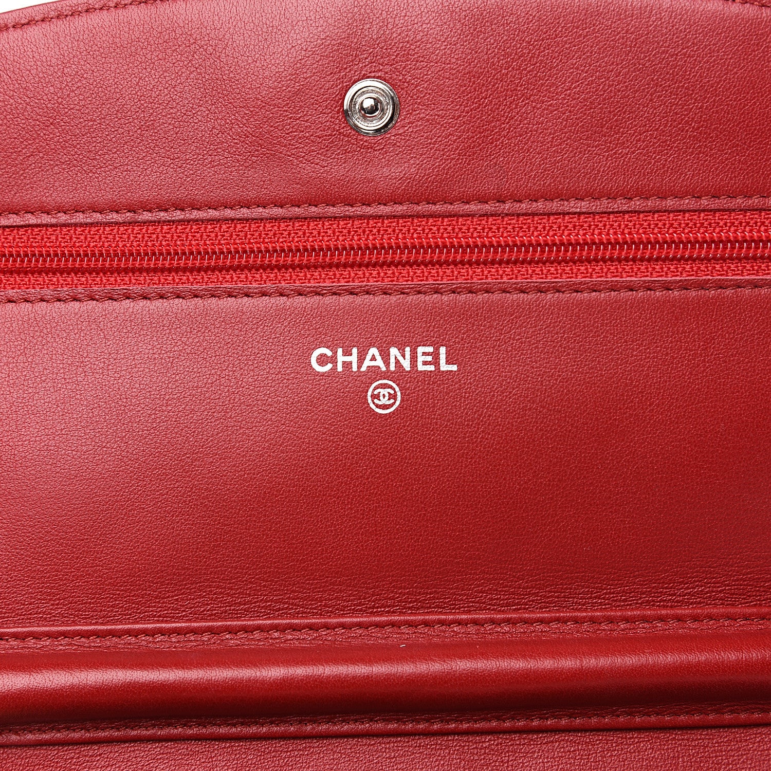 Chanel Patent Quilted Brilliant Wallet On Chain WOC Red 5 of 9