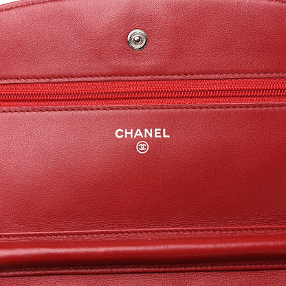 Chanel Patent Quilted Brilliant Wallet On Chain WOC Red 5 of 9