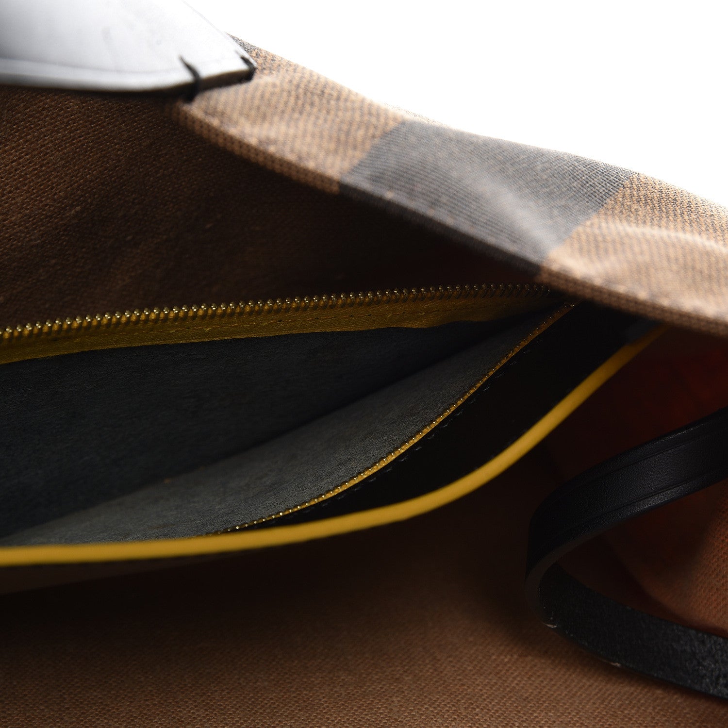 Fendi Canvas Pequin Small Shopping Tote Yellow 4 of 12