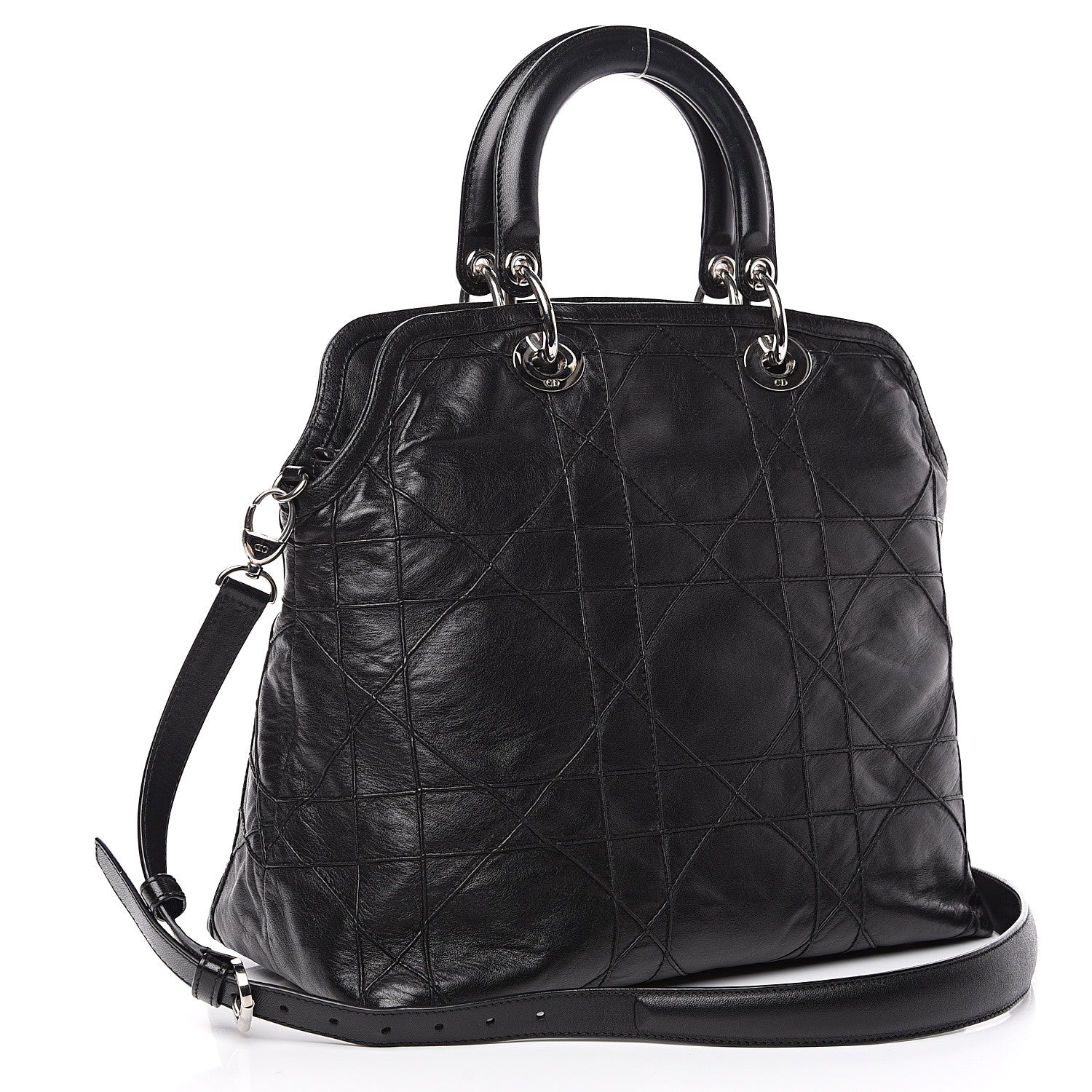 Christian Dior Lambskin Cannage Medium Granville Tote Black 2 of 12