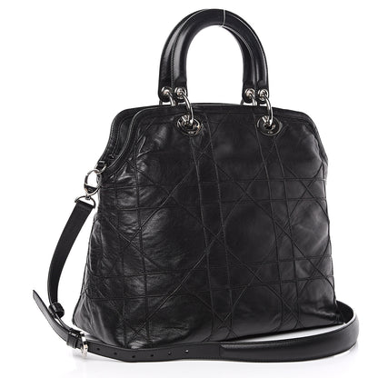 Christian Dior Lambskin Cannage Medium Granville Tote Black 2 of 12