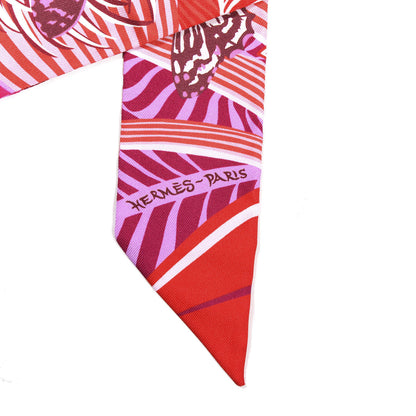 Hermes Silk Jaguar Quetzal Twilly Fuchsia Rose Bordeaux 2 of 3
