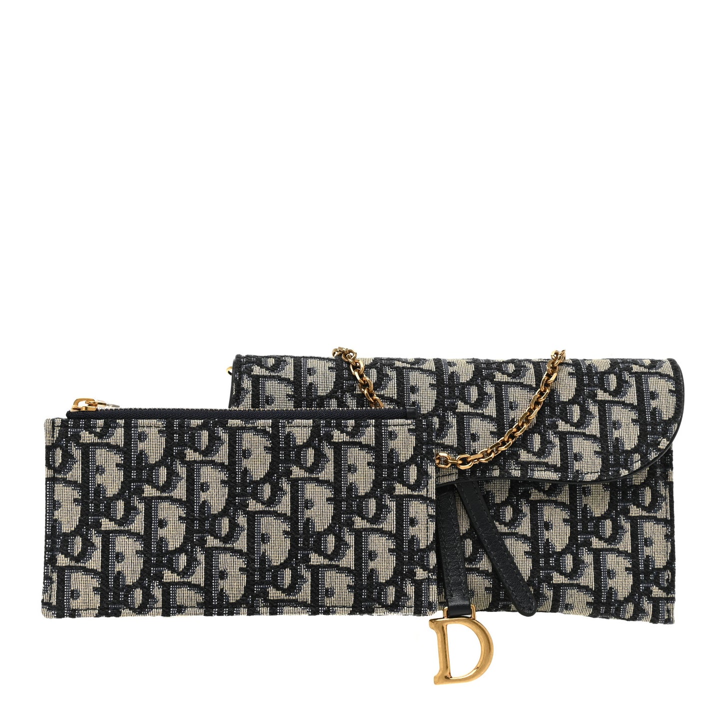 Oblique Saddle Chain Long Wallet Blue