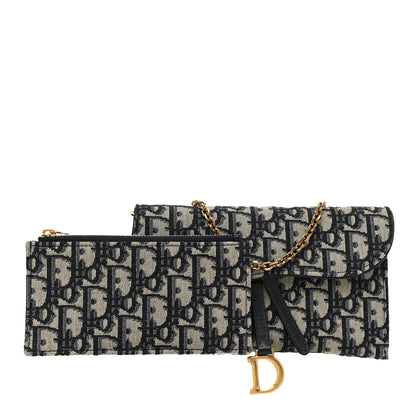Christian Dior Oblique Saddle Chain Long Wallet Blue 3 of 12
