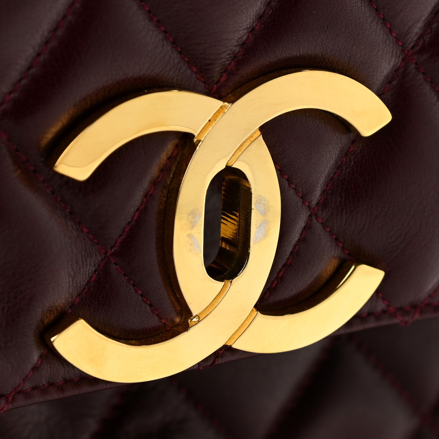 Lambskin Quilted Briefcase Laptop Bag Burgundy
