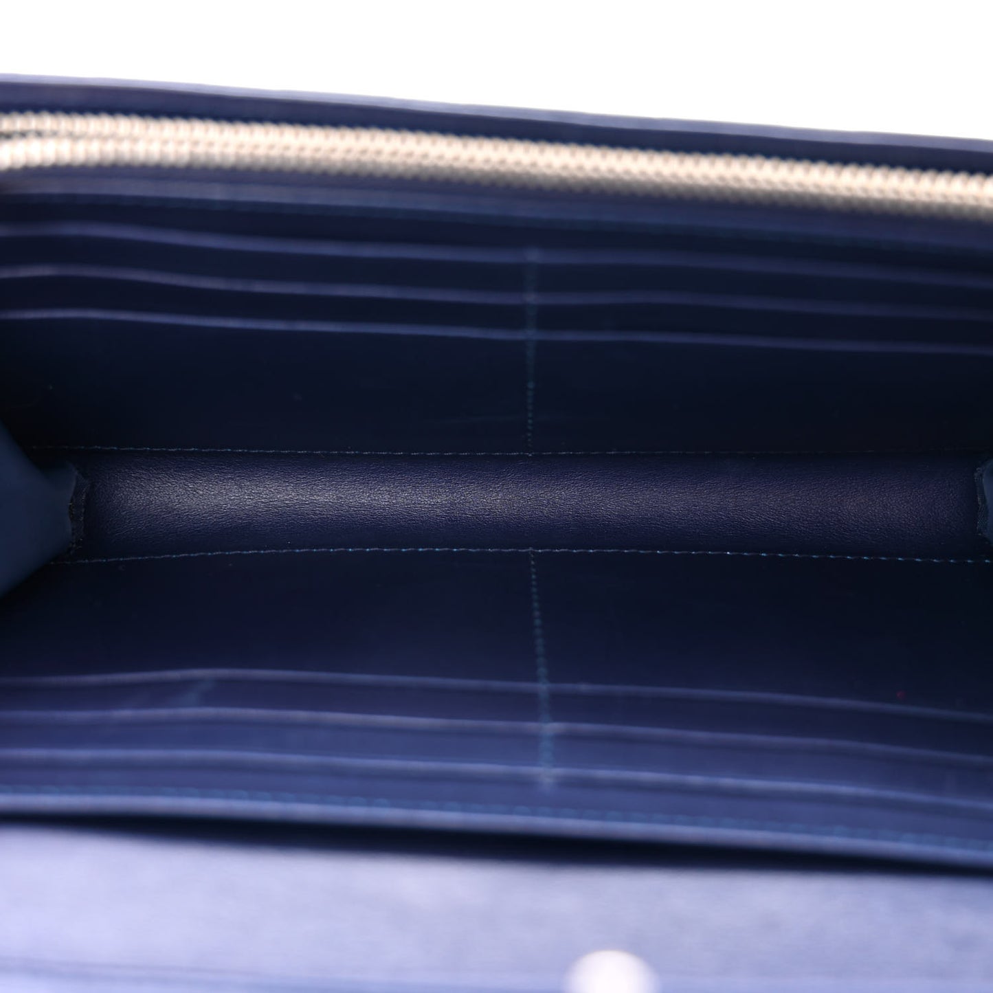 Patent Cannage Chain Wallet Navy Blue