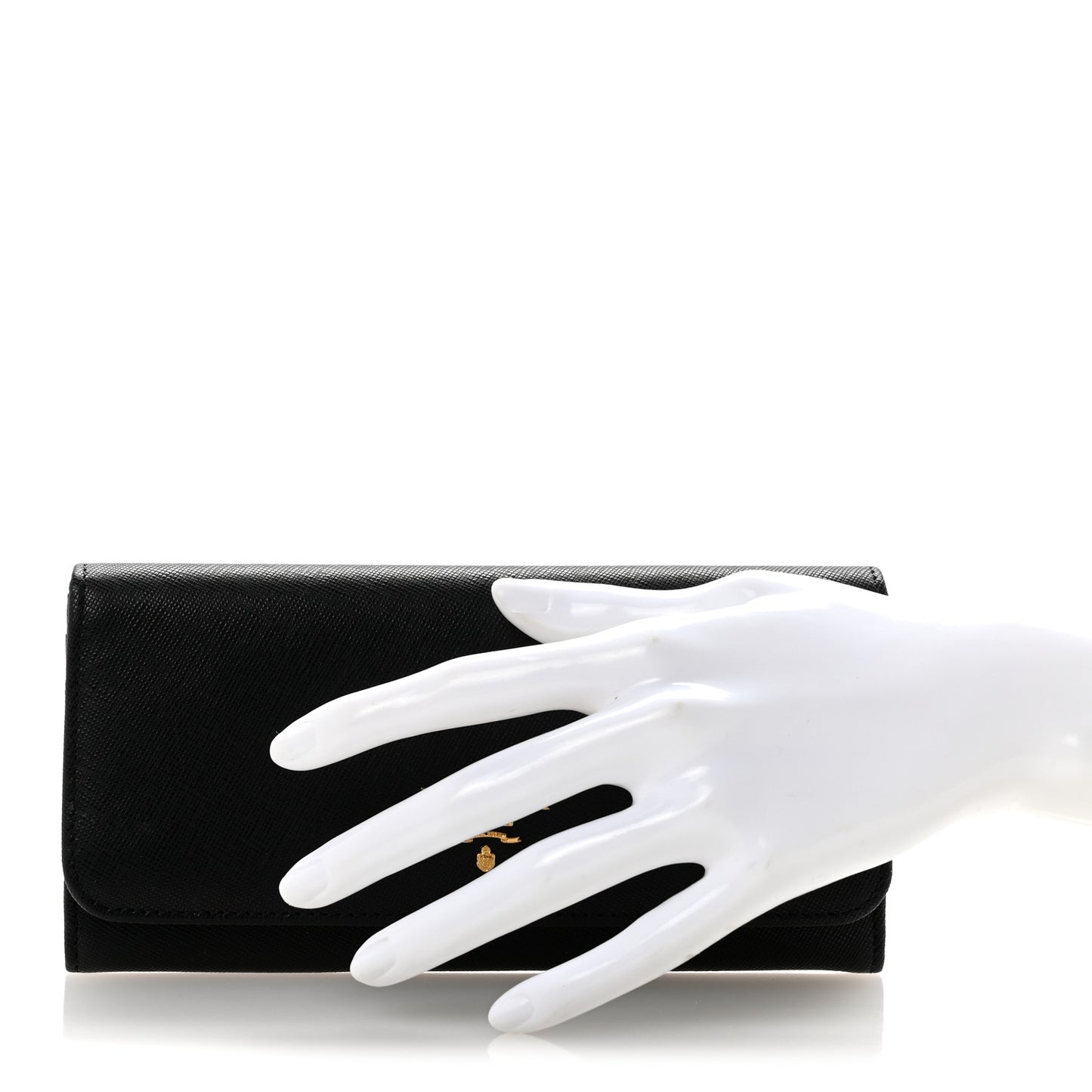 Saffiano Metal Continental Flap Wallet Black