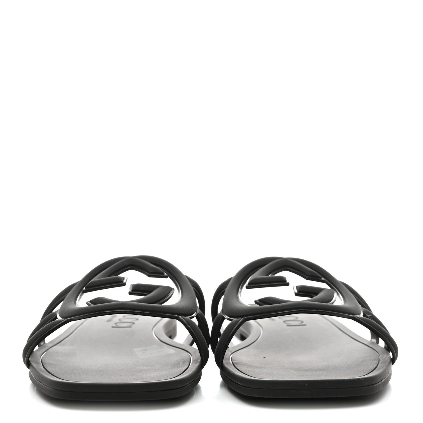 Rubber Womens Interlocking G Slide Sandals 39 Black