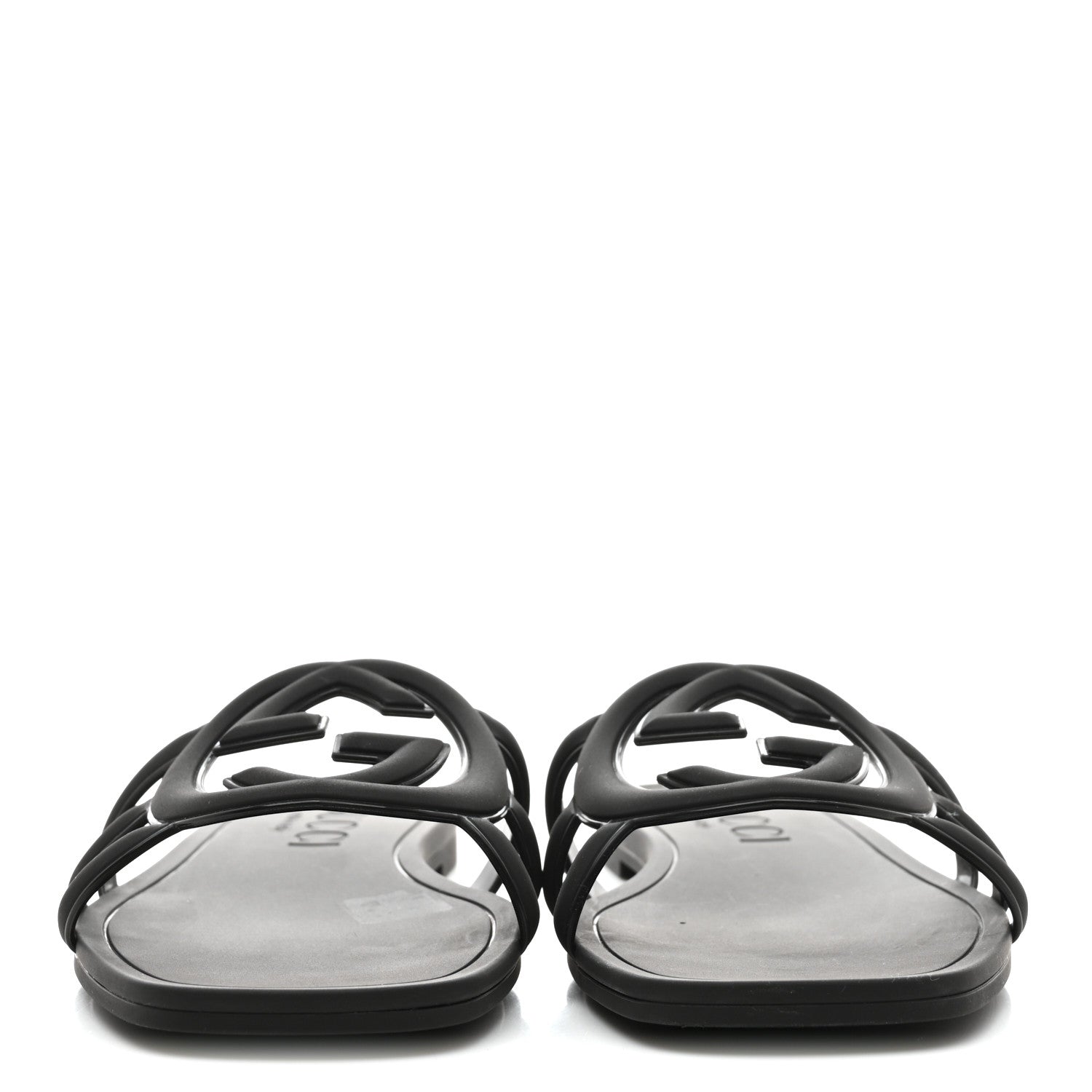 Gucci Rubber Womens Interlocking G Slide Sandals 39 Black 3 of 9