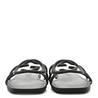 Gucci Rubber Womens Interlocking G Slide Sandals 39 Black 3 of 9