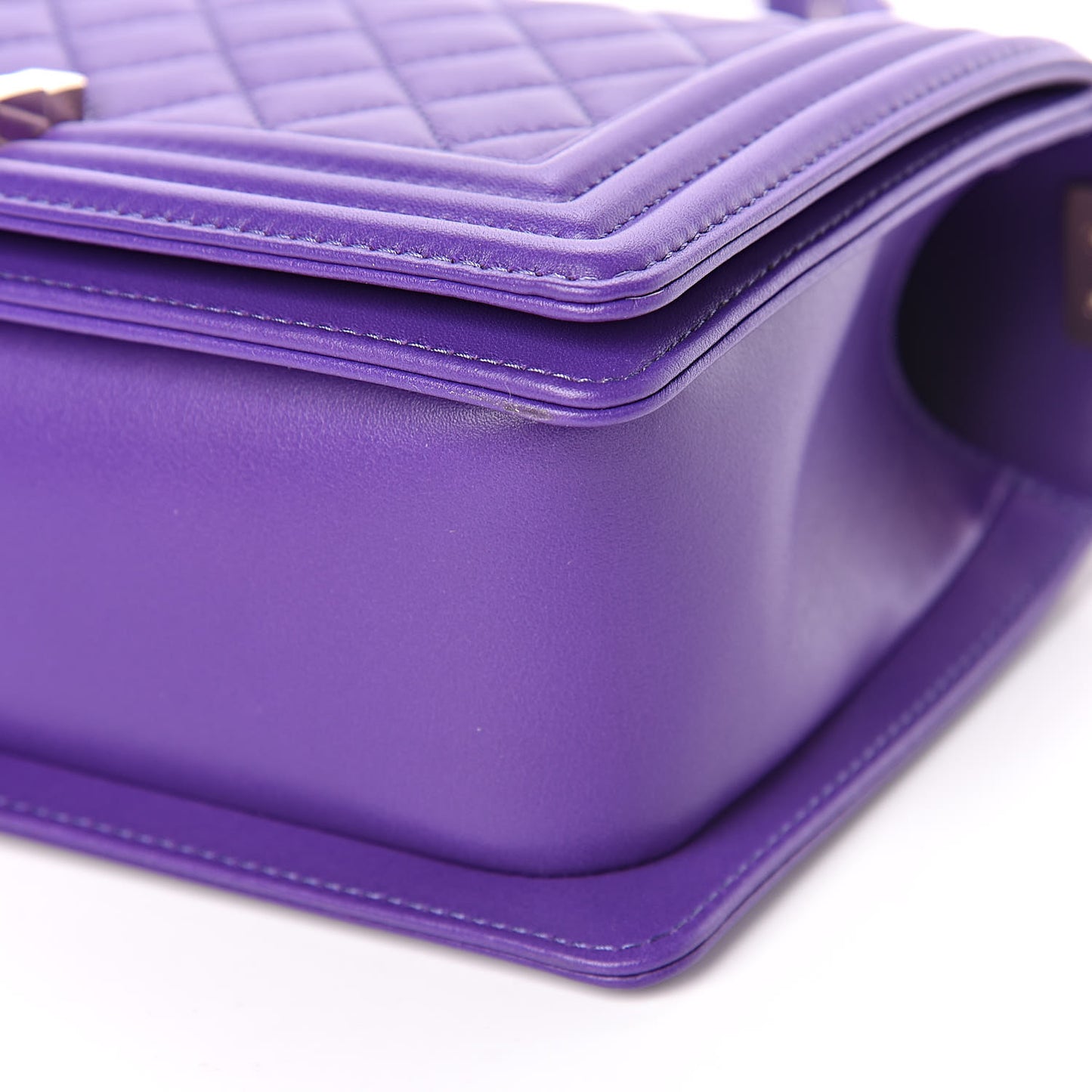 Calfskin Quilted Medium Boy Flap Purple