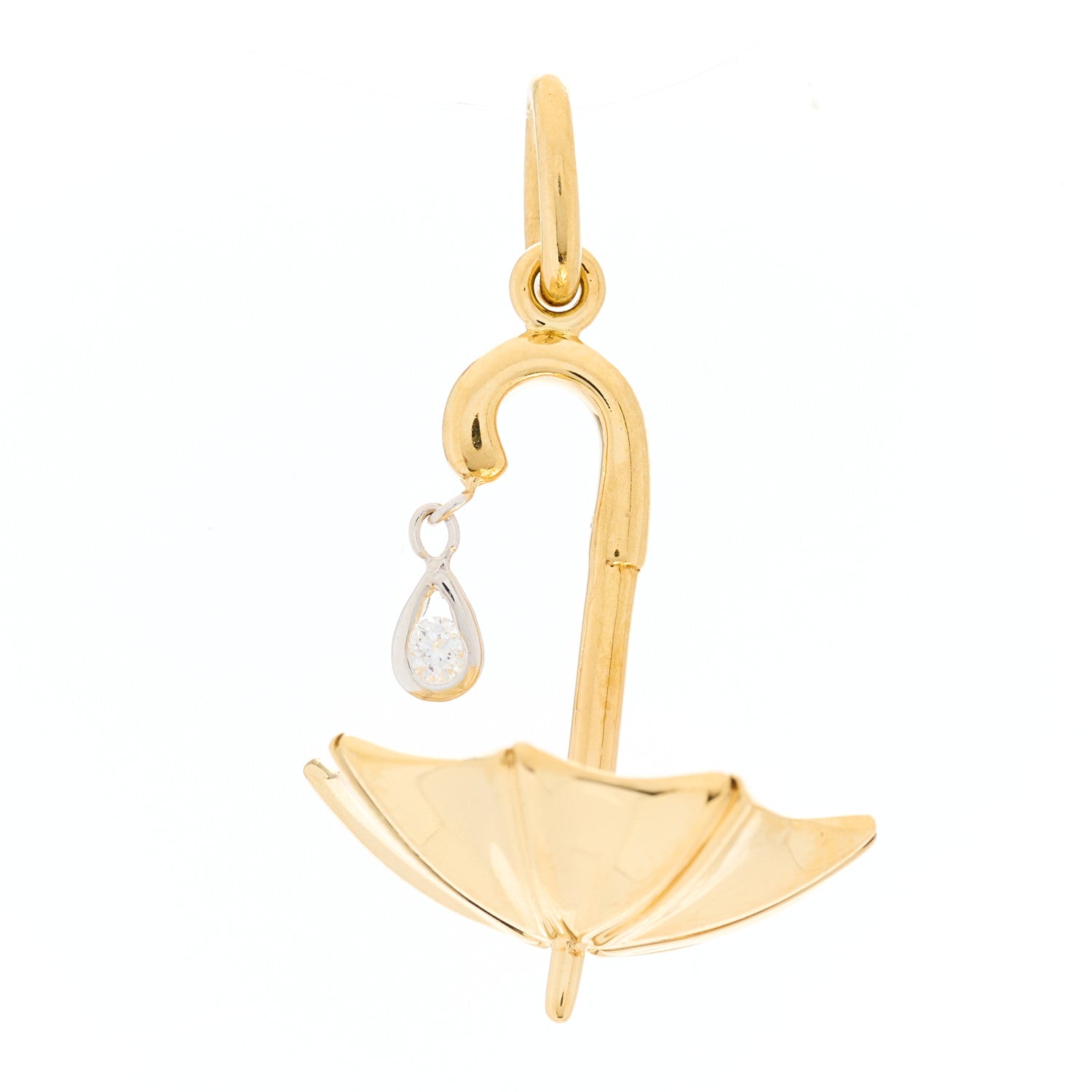 Tiffany 18K Yellow White Gold Diamond Umbrella Charm 2 of 3
