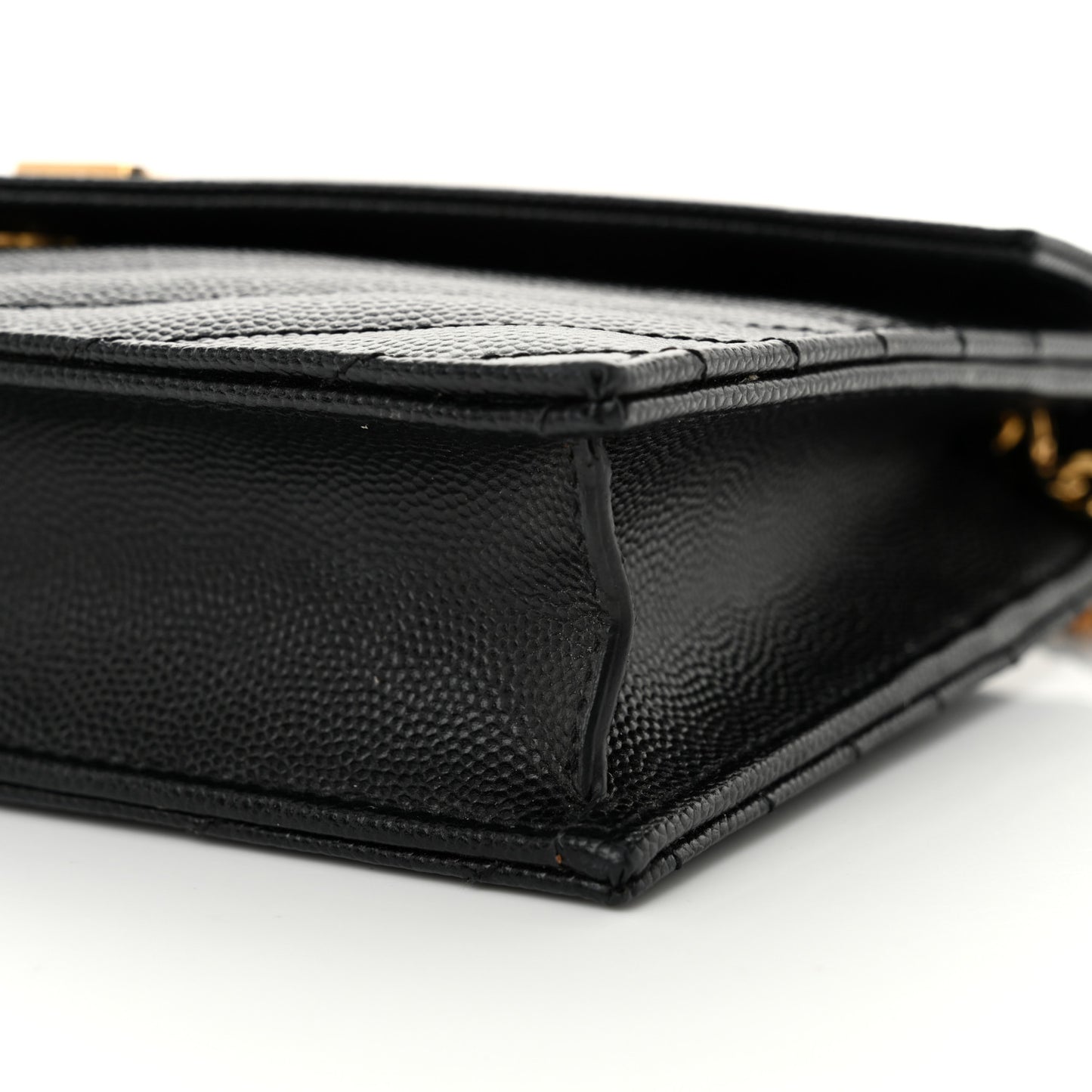 Grain De Poudre Matelasse Chevron Monogram Envelope Chain Wallet Black