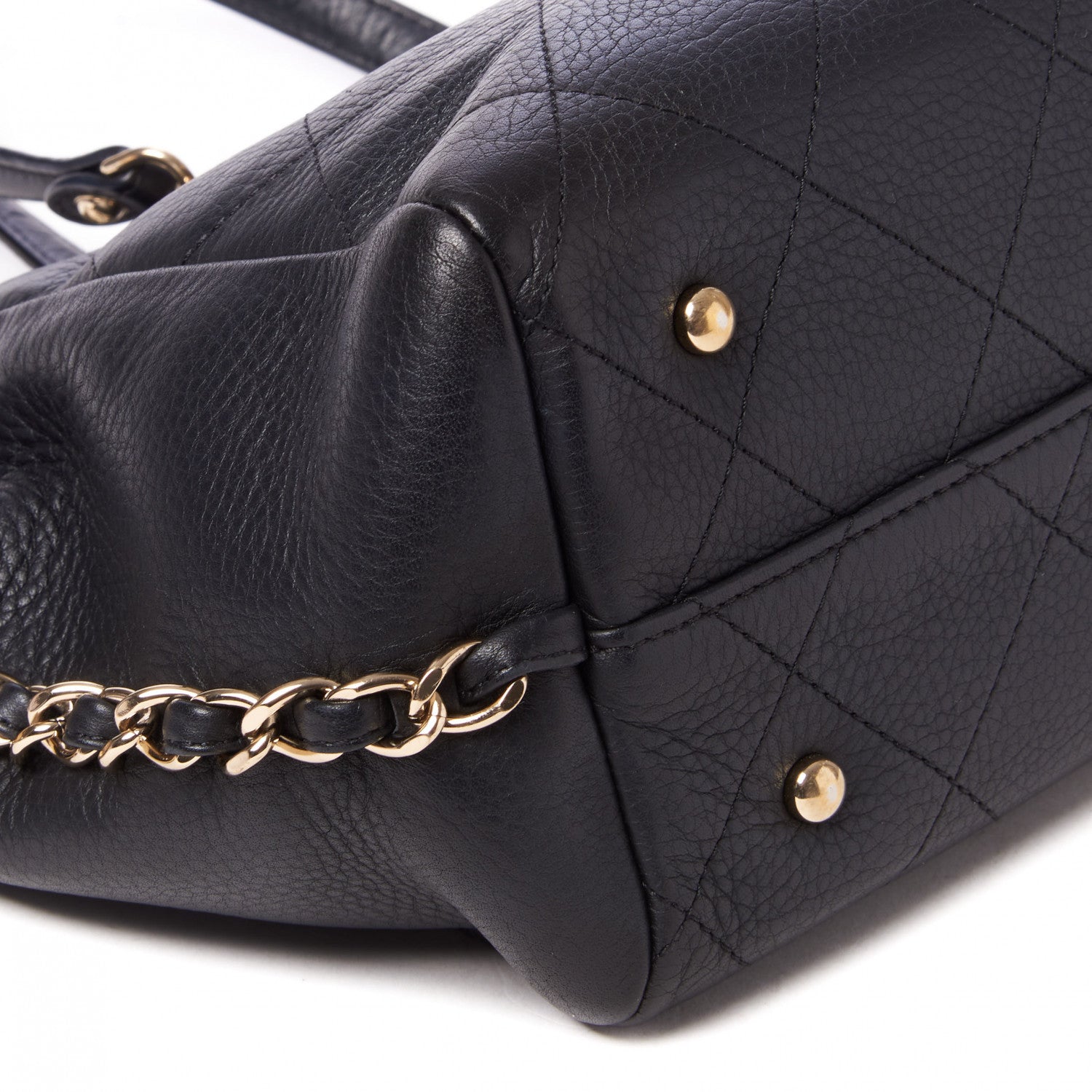 Chanel Bullskin Stitched Small Shopping Tote Black 9 of 10