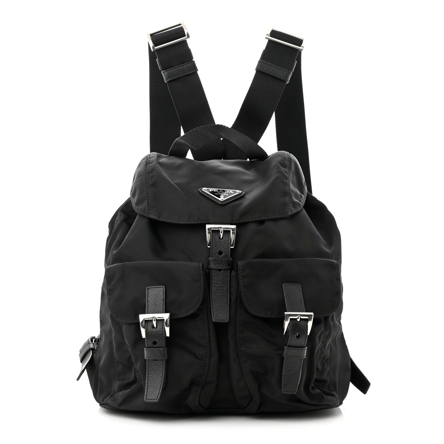 Tessuto Nylon Saffiano Small Backpack Black