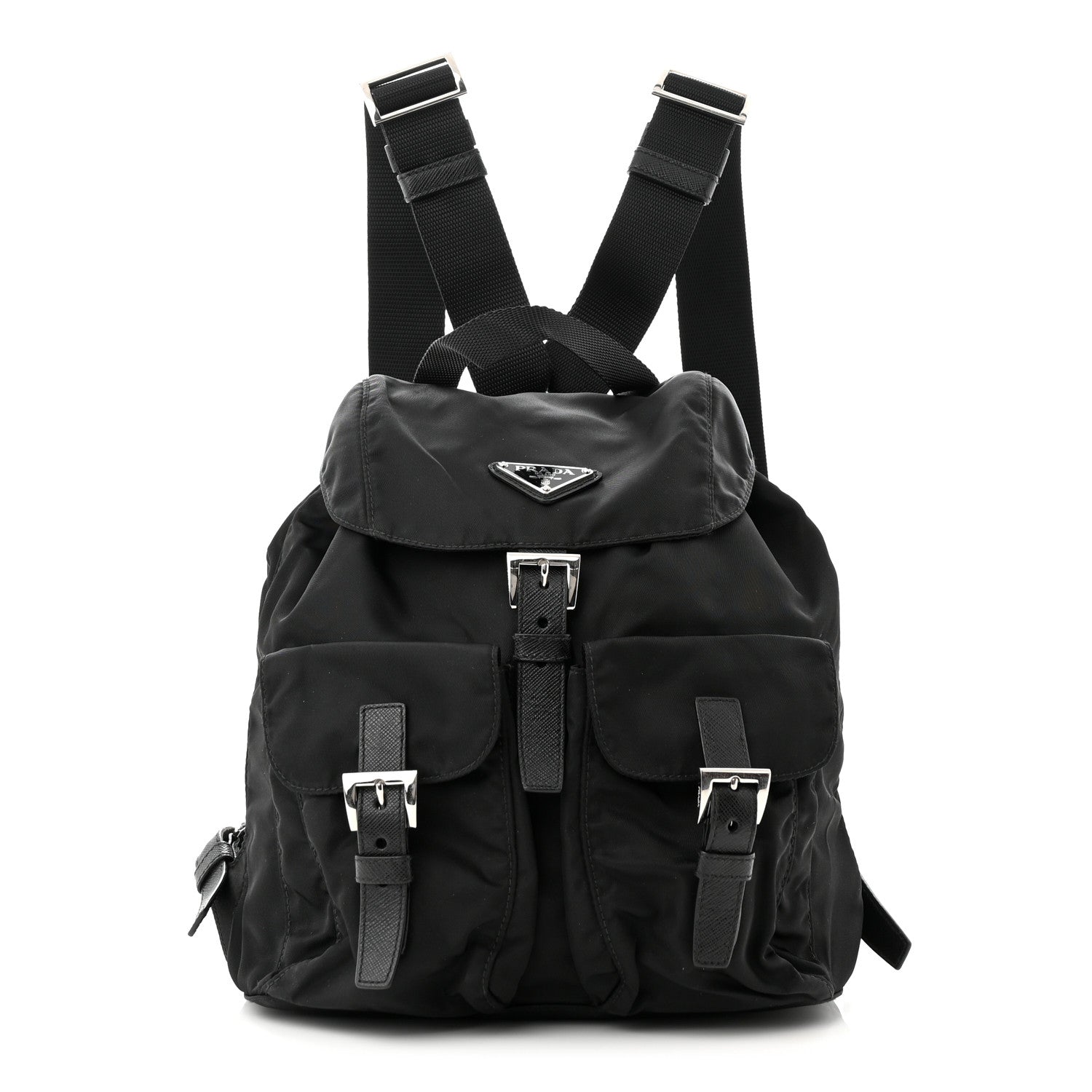 Prada Tessuto Nylon Saffiano Small Backpack Black 1 of 10