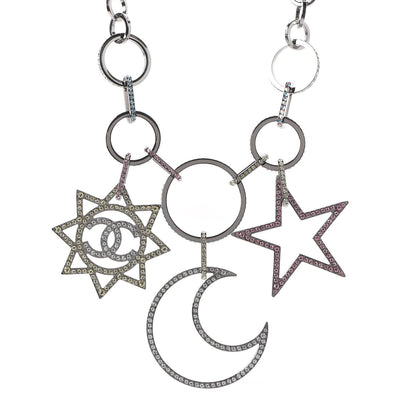 Chanel Ruthenium Crystal CC Star Moon Star Necklace 3 of 6