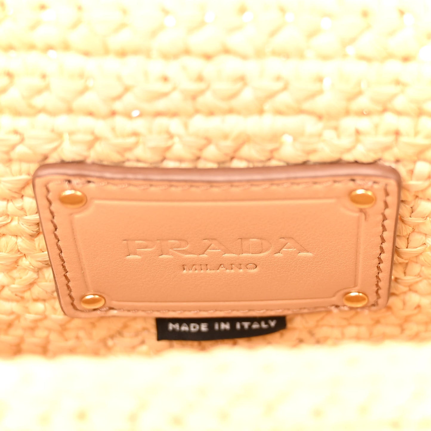 Yarn Raffia Effect Crochet Logo Embroidered Flap Shoulder Bag Naturale