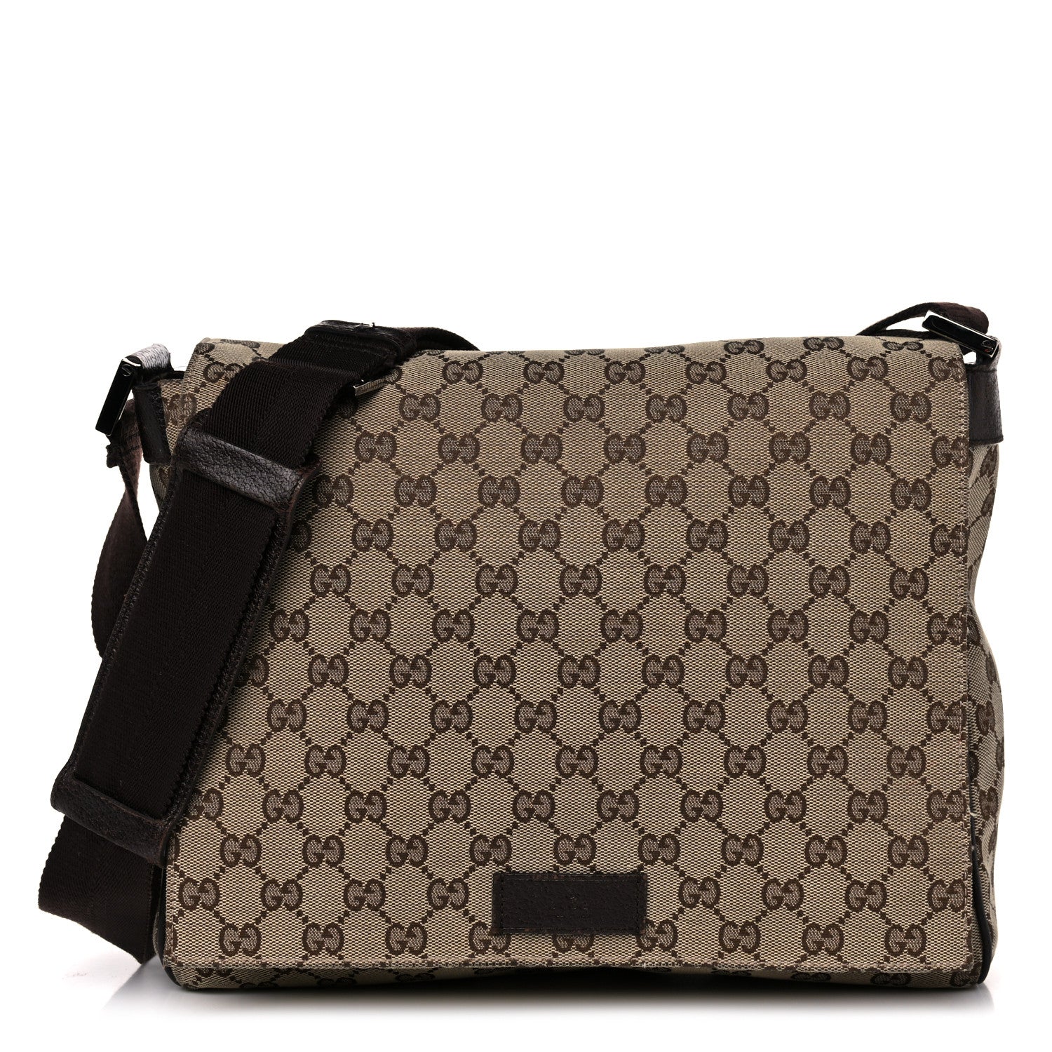 Gucci Monogram Small Flap Messenger Bag Beige Dark Brown 1 of 21