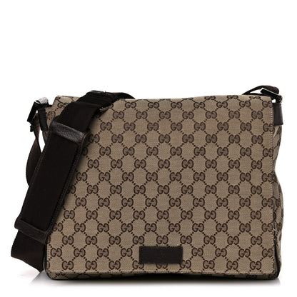 Gucci Monogram Small Flap Messenger Bag Beige Dark Brown 1 of 21