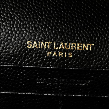 Saint Laurent Grain De Poudre Matelasse Chevron Monogram Chain Wallet Black 6 of 10