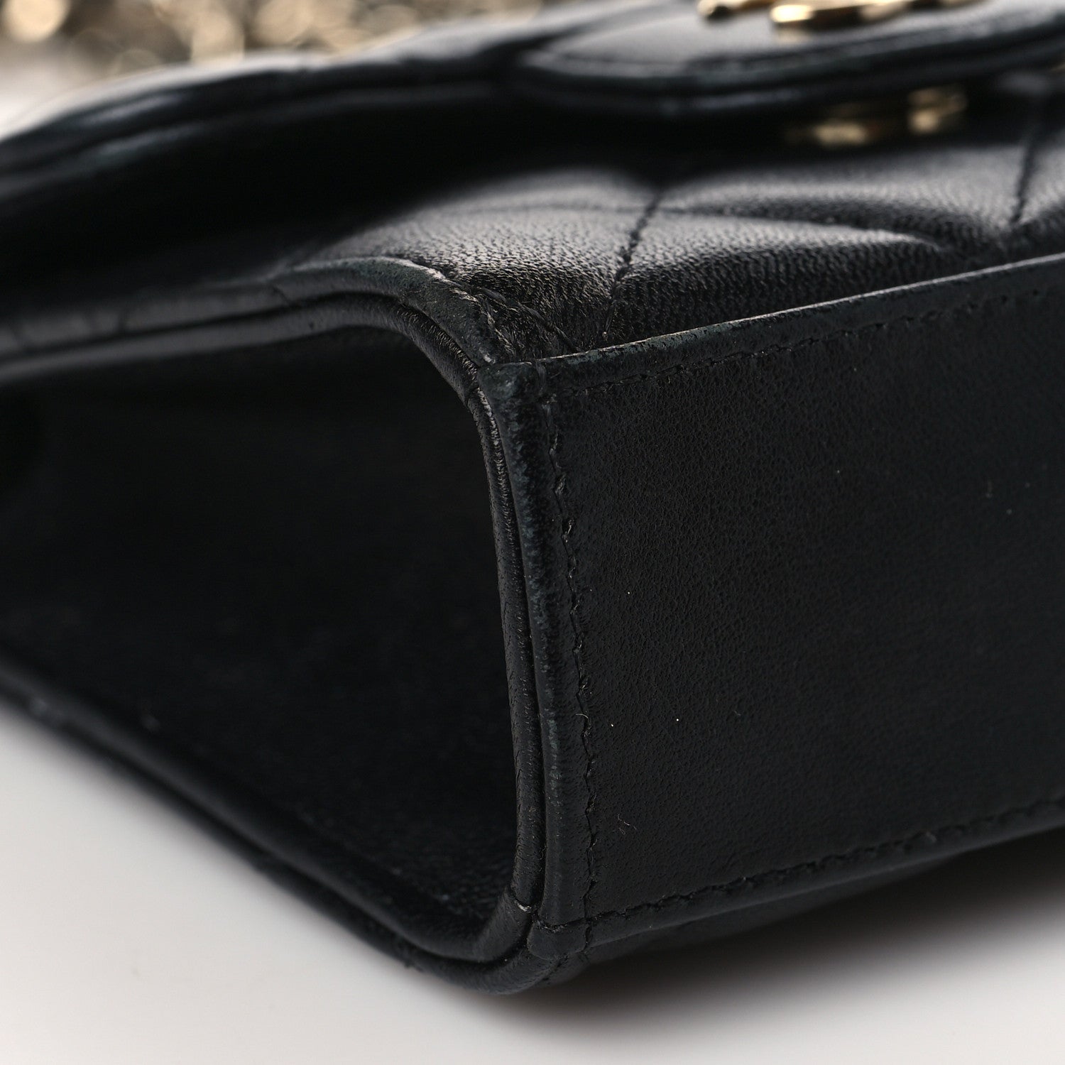 Chanel Lambskin Quilted Top Handle Flap Clutch With Chain Black 7 of 9
