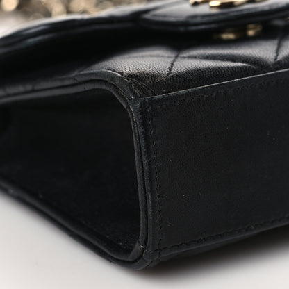 Chanel Lambskin Quilted Top Handle Flap Clutch With Chain Black 7 of 9