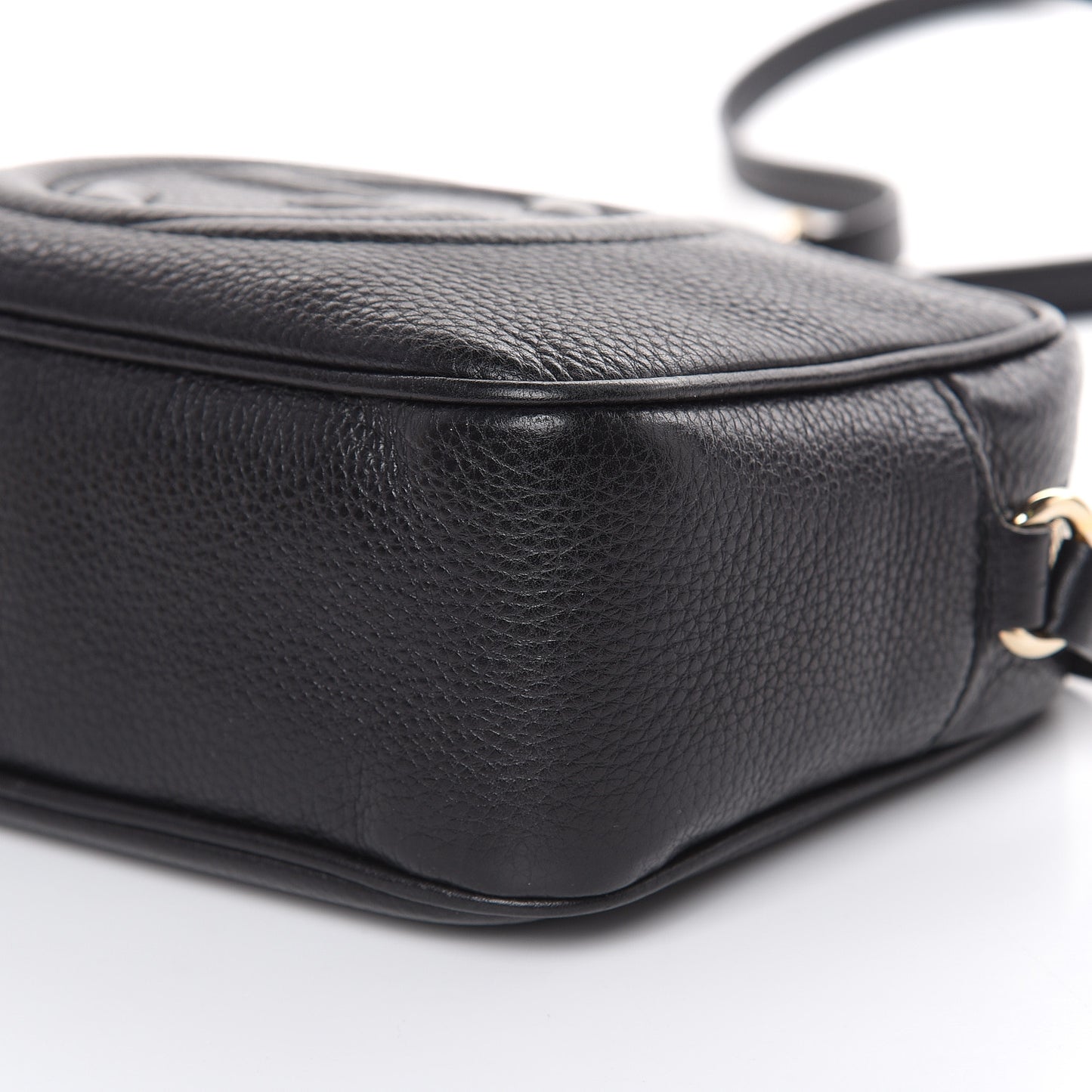 Pebbled Calfskin Small Soho Disco Bag Black