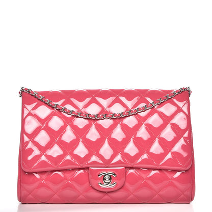 Chanel Patent Quilted Clutch With Chain Flap Fuchsia 1 of 7