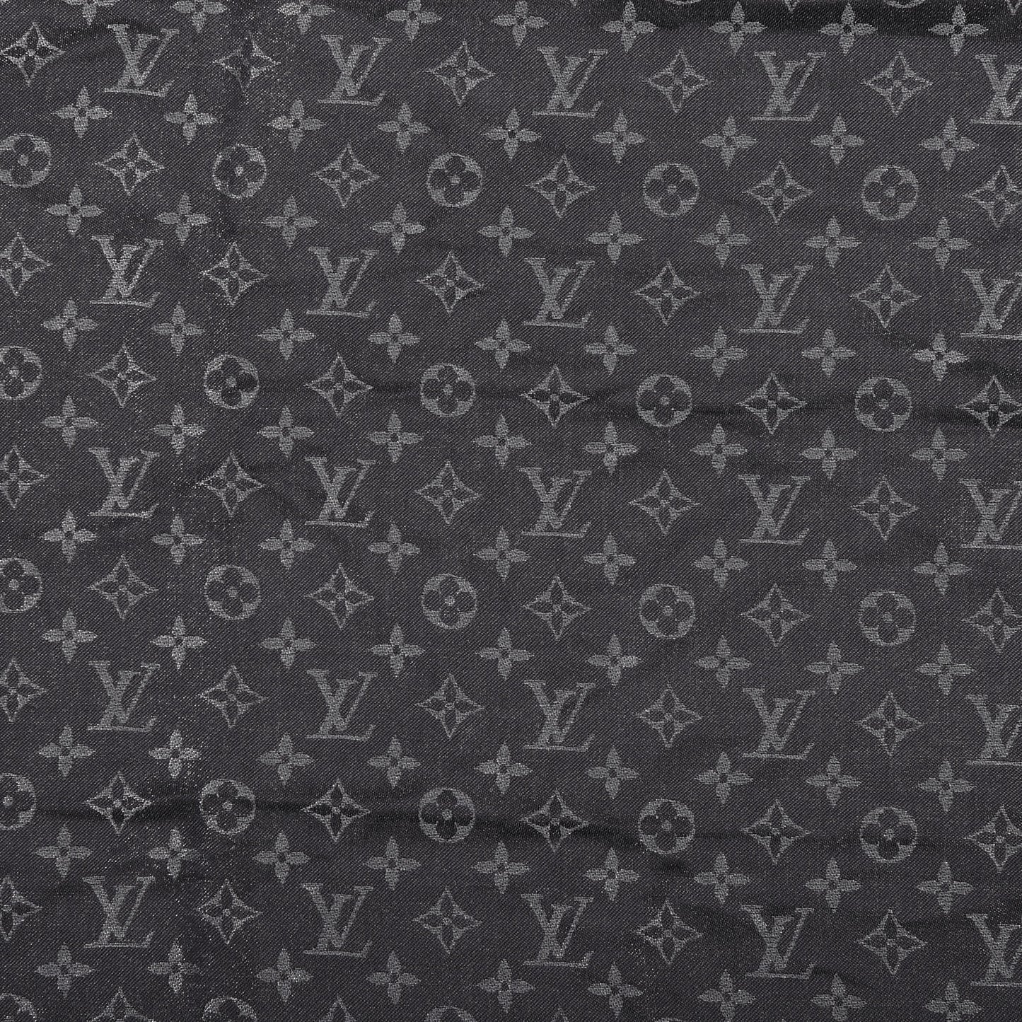 Silk Lurex Wool Monogram Shine Shawl Black