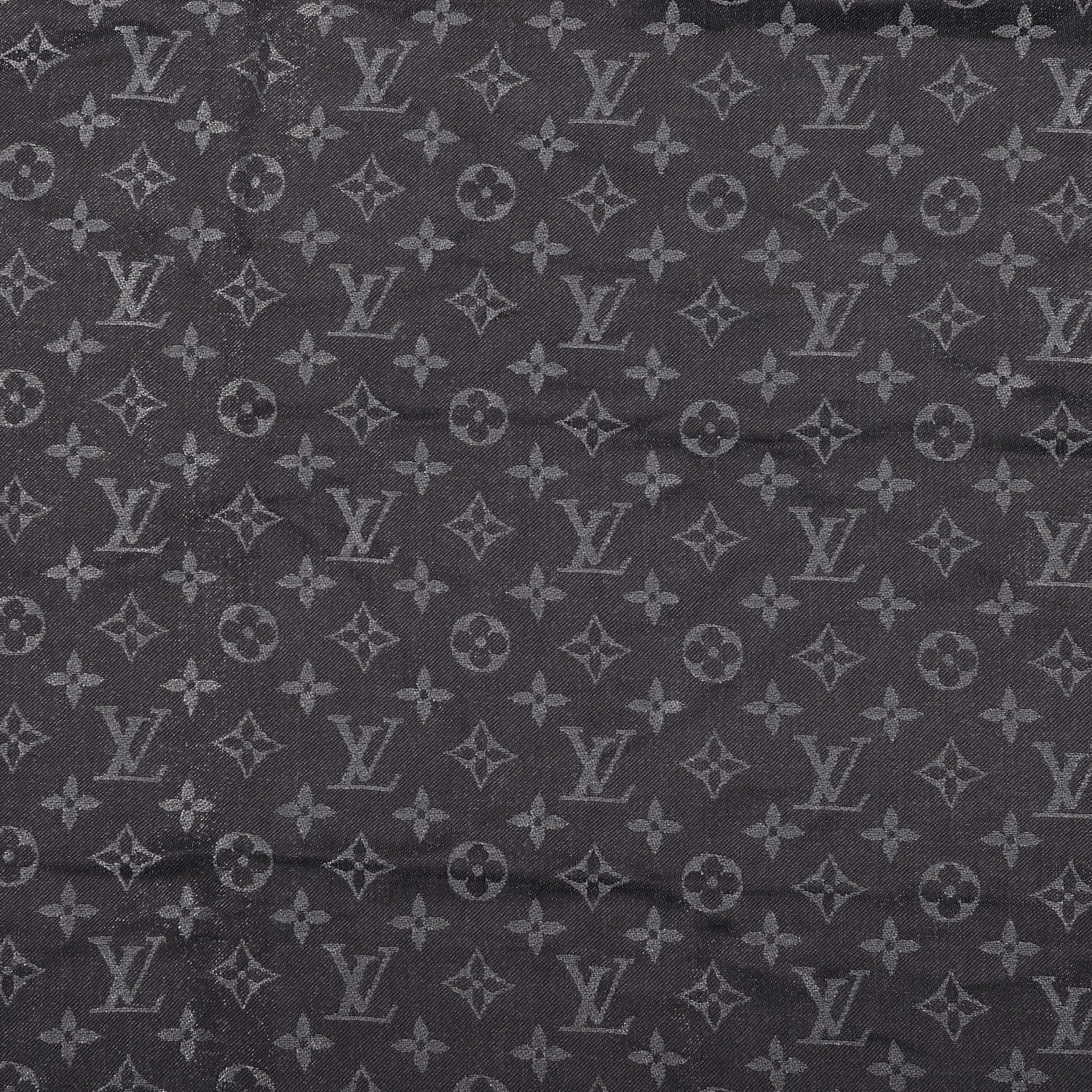 Louis Vuitton Silk Lurex Wool Monogram Shine Shawl Black 3 of 4