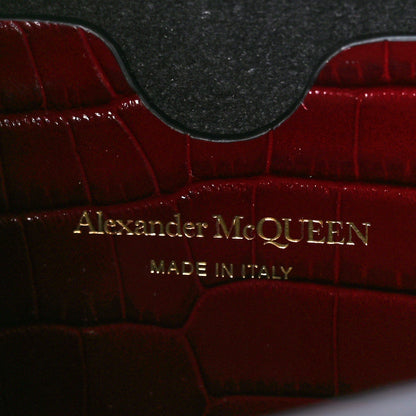 Alexander McQueen Calfskin Crocodile Embossed Skull Top Handle Bag Madder 6 of 11