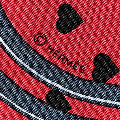 Hermes Silk Brides De Gala Love Pocket Square Canard Rouge Blanc 3 of 4
