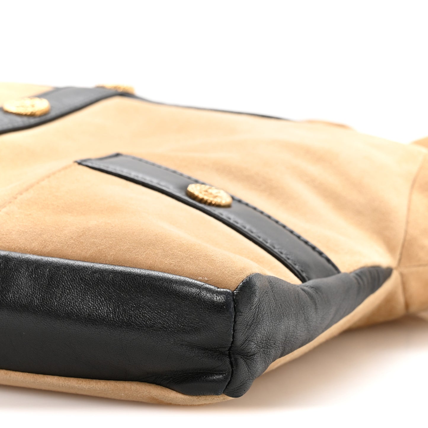 Suede Lambskin Small Girl Bag Beige Black