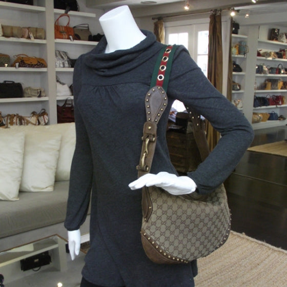 Monogram Studded Hobo