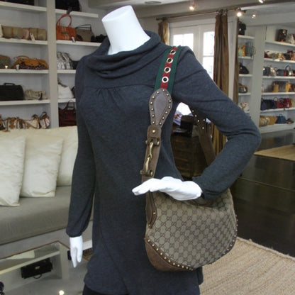 Gucci Monogram Studded Hobo 2 of 12