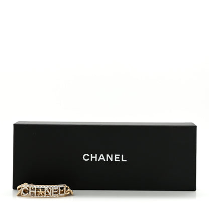 Chanel Crystal Chain Baguette Logo Star Bracelet Gold 5 of 5