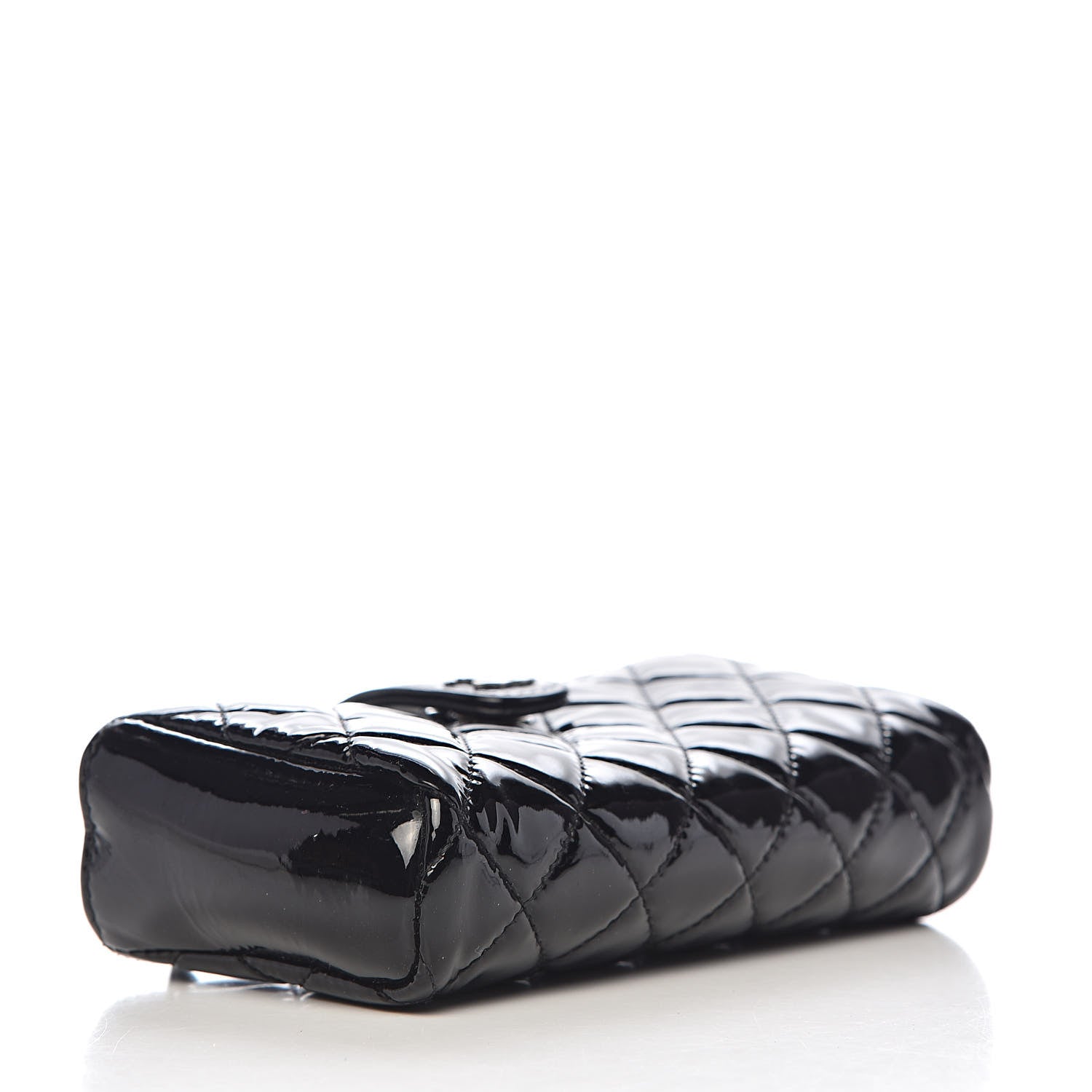Chanel Patent Quilted Mini Phone Holder Clutch Black 4 of 10