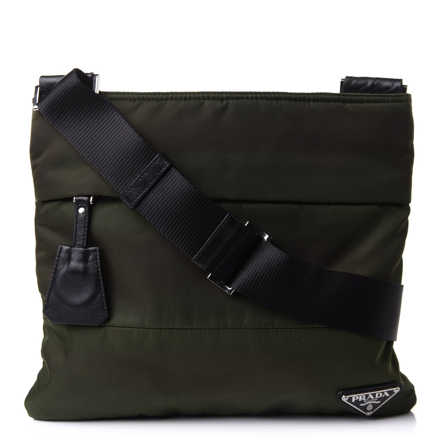 Prada Tessuto Nylon Flat Messenger Bag Militare 1 of 11