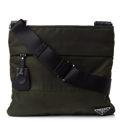 Prada Tessuto Nylon Flat Messenger Bag Militare 1 of 11